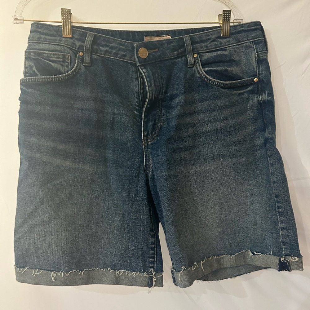 KUT FROM THE KLOTH Dark Blue Denim Women's Frayed Hem Shorts